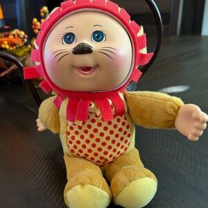 Cute Plush Lion Toy with Red and Tan Details